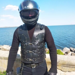 海外代购 摩托车机车马甲背心 Biker◇手作蒸汽朋克黑色真皮男士