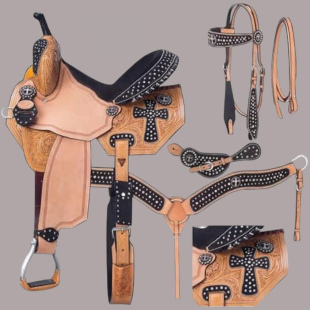 海外代购Saddle◎手作定制西部绕桶赛马鞍(配笼头胸甲缰绳后肚带)