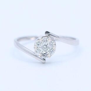 Rings◎手作精致简约迷人大气18k白金钻石求婚结婚戒指 印度代购