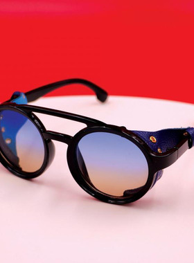 美国代购手作圆形侧翼耐用墨镜