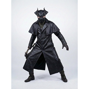 海外代购Hunter◇手作复古血源猎人Cosplay羊皮长款风衣外套皮衣