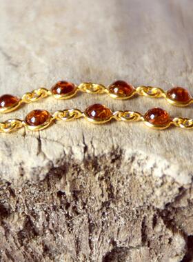 女士镀金天然波罗的海琥珀手链