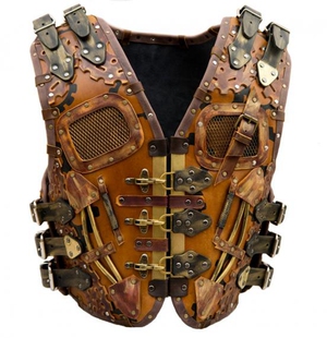 俄罗斯代购 Biker◇手作蒸汽朋克超酷真皮摩托车机车骑行皮革背心