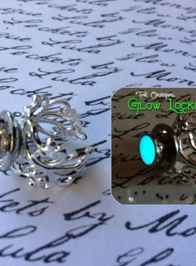 Glowing㊣美国代购 手作迷人复古美丽发光蓝色夜光开口可调戒指