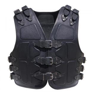 俄罗斯代购 背心 Biker◇手作复古黑色真皮机车骑行摩托车皮革男士