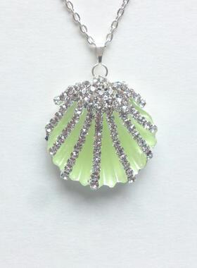 Wedding㊣英国代购 手作特别迷人美丽宝石蓝色夜光坠子项链