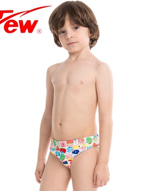 few飘牌M2136型号男童可爱卡通三角速干游泳裤专业 训练比赛泳裤