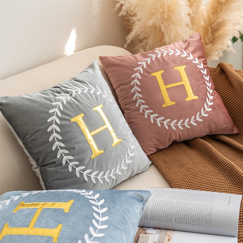 ins简约风字母客厅沙发抱枕套不含芯大号靠垫55X55床头靠枕靠背垫