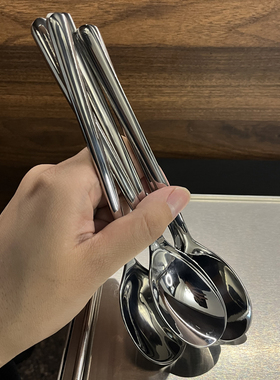 实心锻打304不锈钢家用法式西餐勺汤匙羹成人长调羹吃饭勺子商用