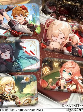 胡桃卡维可莉达达利亚烟绯生日方形吧唧双闪徽章同人挂饰胸针谷子