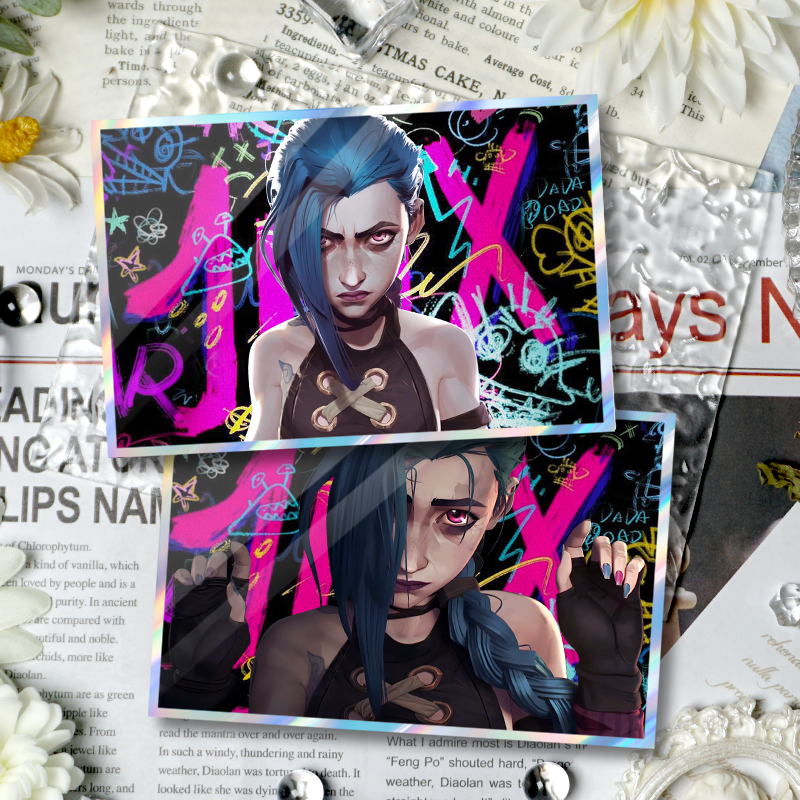 双城之战金克丝周边谷子双闪色卡色纸英雄联盟桌面摆件礼物收藏