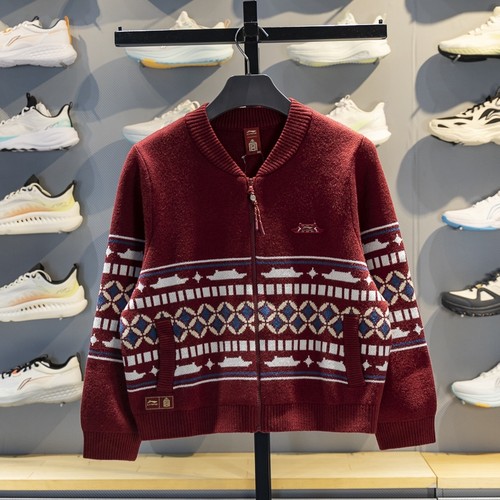 李宁开衫编织衫保暖舒适