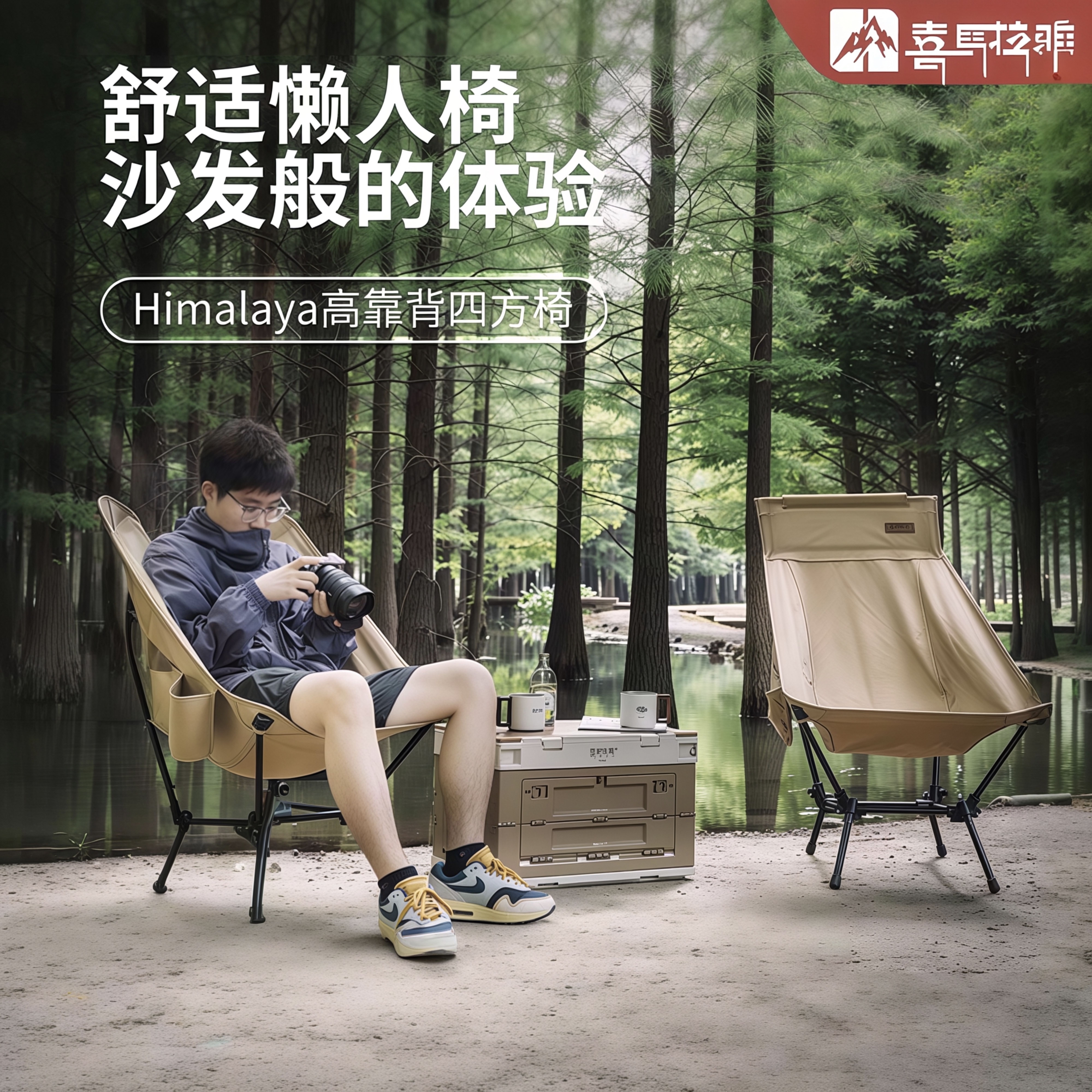 喜马拉雅高背月亮椅户外露营折叠椅可躺超轻便携懒人椅钓鱼椅沙滩