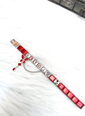 意大利模块手链应援宋雨琦名字字母转转小头曲奇饼干蝴蝶双吊坠