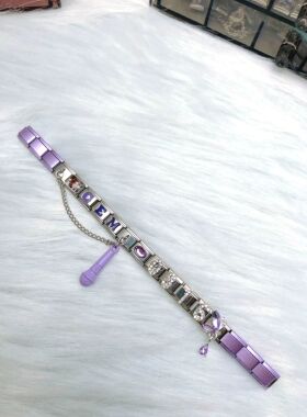 意大利模块手链邓紫棋应援话筒双吊坠定制照片紫色宝石蝴蝶GEM