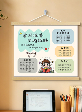 励志文字装饰画学生自律房间背景墙挂布书房鼓励孩子学习挂件壁画