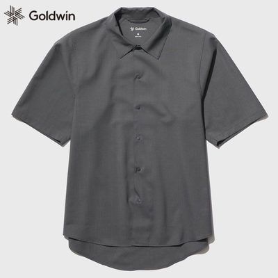 日本代购Goldwin23年新款羊毛短袖衬衫夏季男士光滑宽松户外休闲