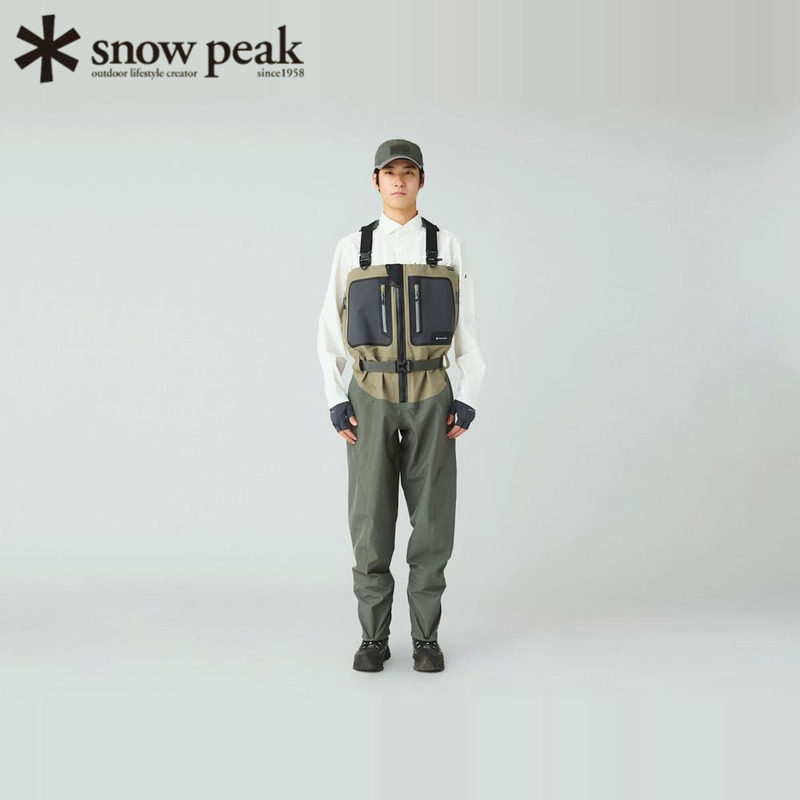 日本代购Snow Peak雪峰25新款户外钓鱼涉水裤GTX防水背带裤雨裤