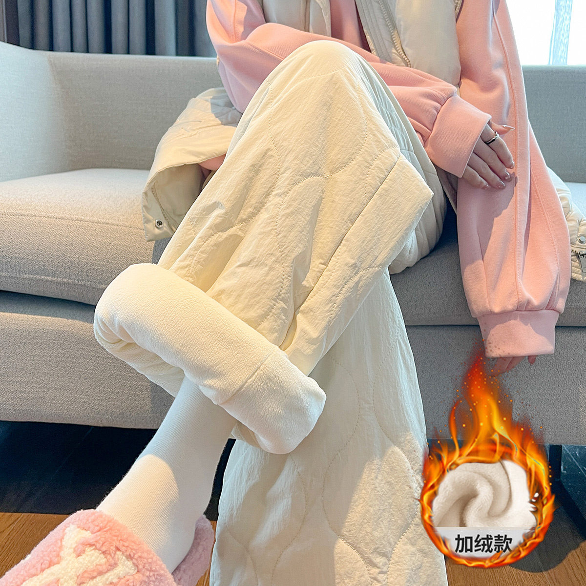 唐狮2026春秋新款女毛绒拼接休闲裤女裤子裤装潮流下装户外,女装/女士精品,休闲裤,淘宝优惠券,粉丝福利购,淘宝优惠卷