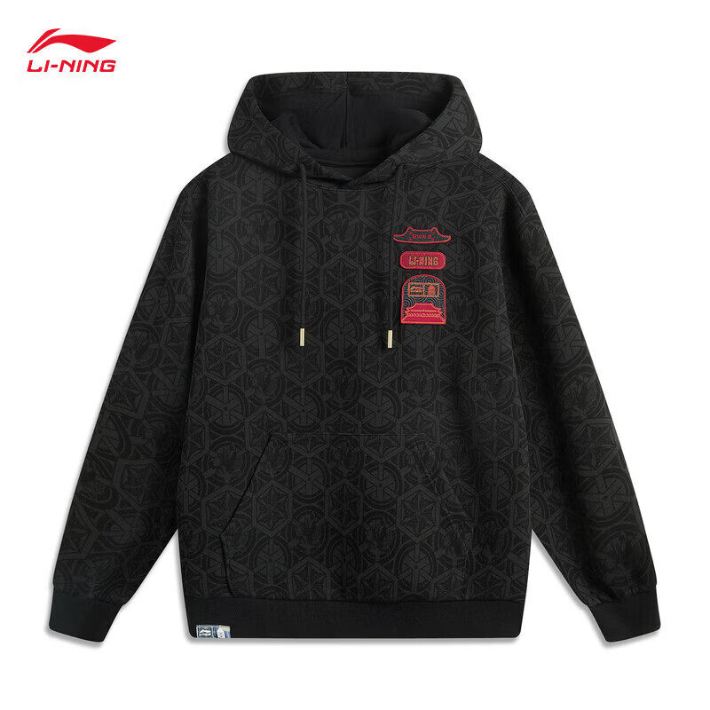 李宁中国文化系列故宫联名卫衣男女同款宽松套头连帽卫衣AWDV839