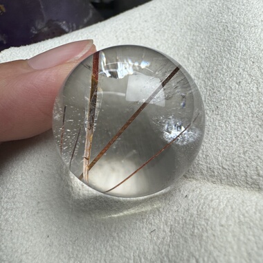 巴西老矿水晶单珠 红铜板太通道26.65mm