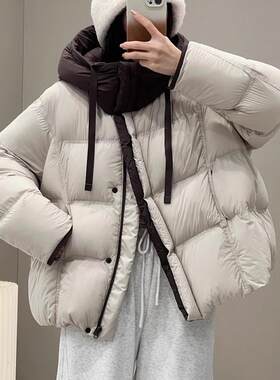 时尚锦纶常规连帽羽绒服