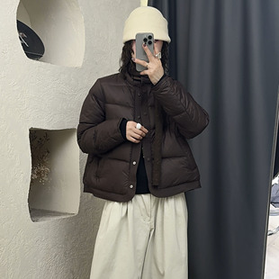 两面穿羽绒服女2025冬季新款韩系时尚宽松90白鸭绒立领洋气面包服