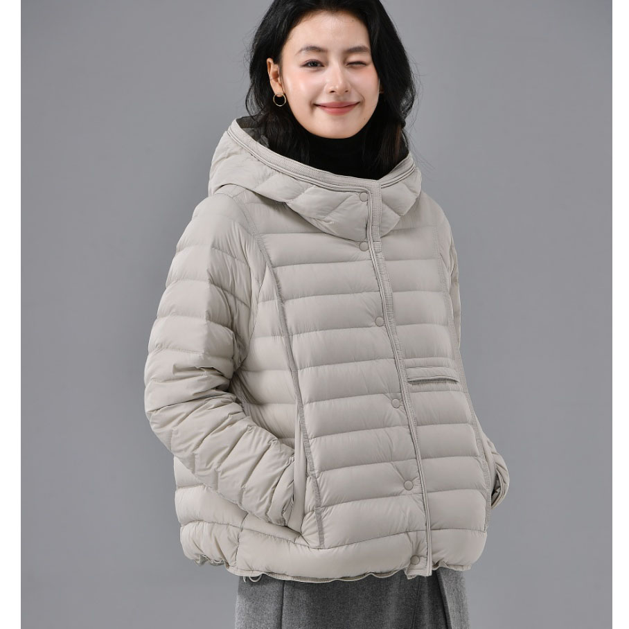 正品2025冬装新款90白鸭绒羽绒服女休闲时尚连帽排骨感保暖外套潮