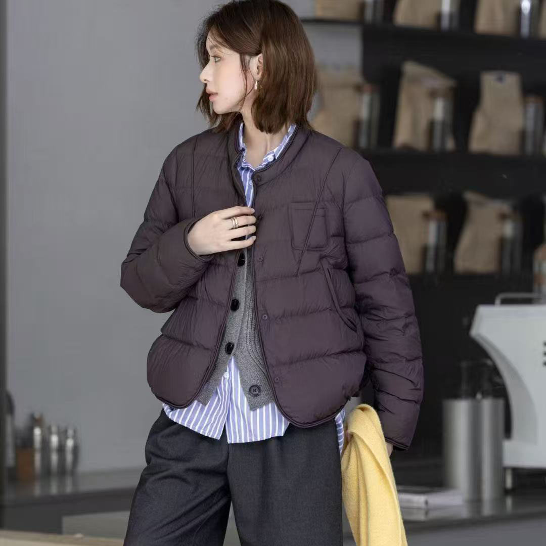 短款羽绒服女2025冬季新款时尚宽松白鸭绒零压感立领保暖外套潮