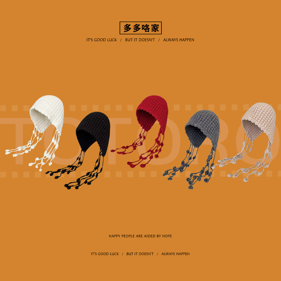 小麦穗包头帽子针织毛线帽女韩版护耳时尚保暖套头帽百搭女韩版潮