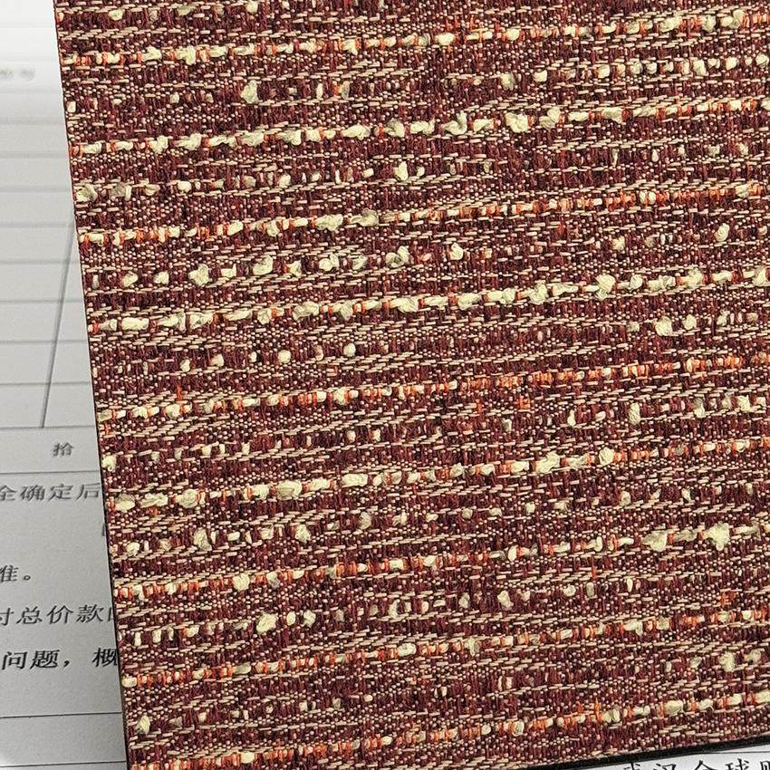 中式法式小香风棉麻 无缝墙布  横纹敦煌红色酒店卧室会所别墅 C1