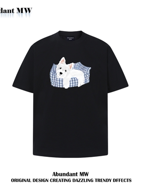 Abundant MW西高地狗狗短袖t恤男女夏季休闲宽松情侣纯棉半袖上衣
