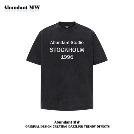 Abundant MW潮牌美式1996字母短袖T恤男女复古宽松百搭纯棉上衣