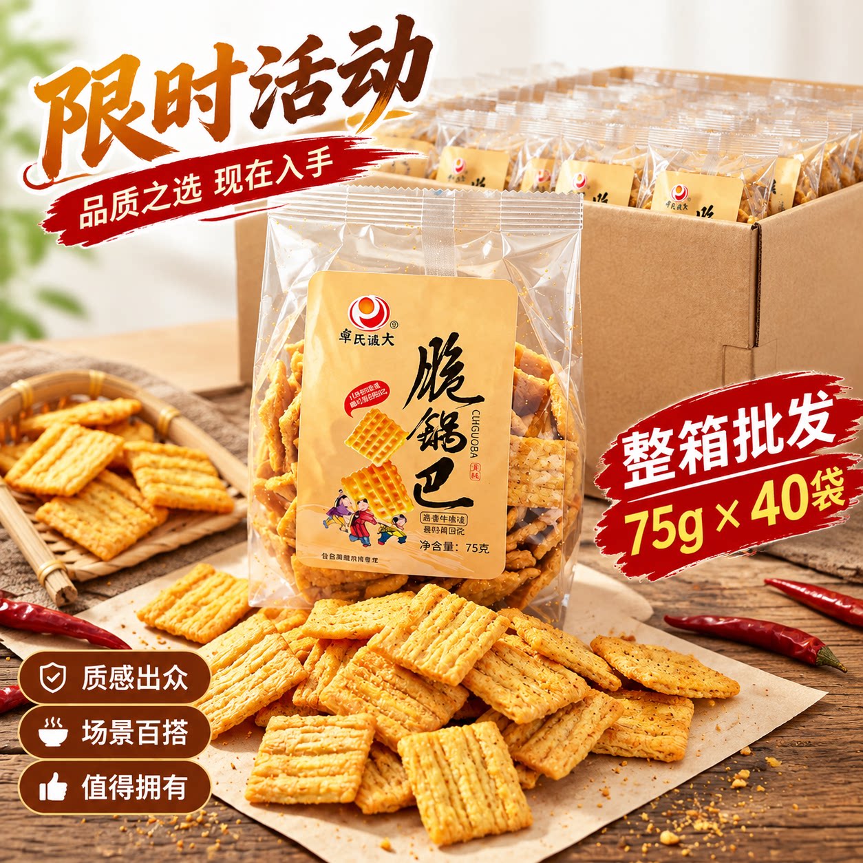 吴氏远久脆锅巴四川麻辣零食锅巴小包装批发锅巴休闲怀旧解馋零食图片
