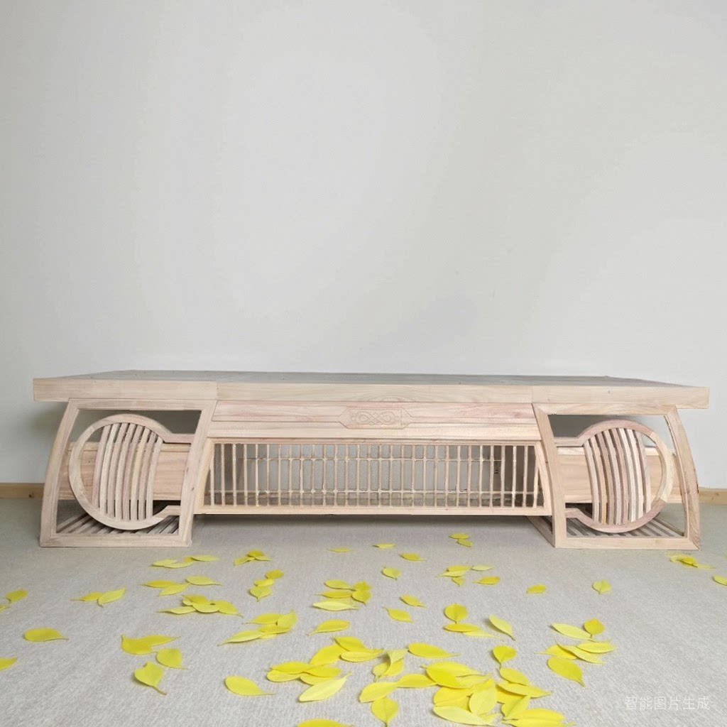 老榆木新中式书桌白茬白坯实木禅意写字台画案原木家具