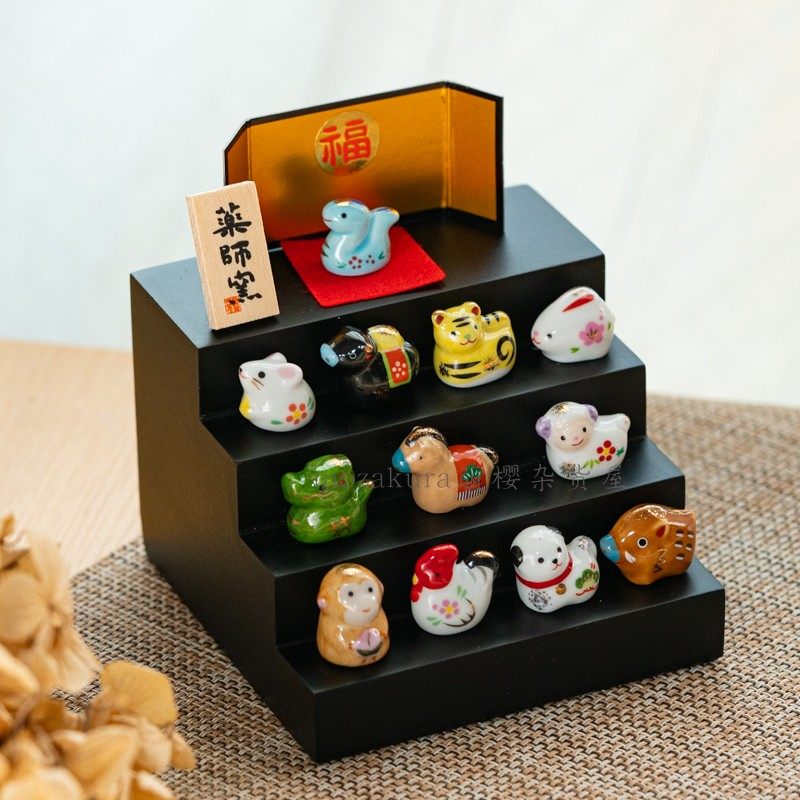 现货 日本进口药师窑摆件 十二生肖新年礼物招福开运桌面装饰品