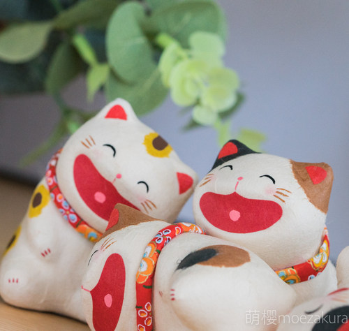 日本京都手工和纸龙虎作 招财招福大笑猫办公室车载摆设生日礼物 - 封面
