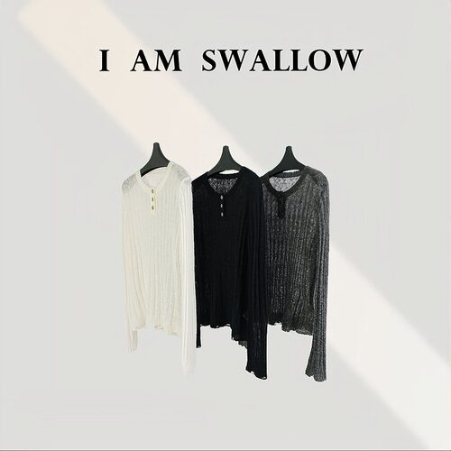 【A/M Swallow】超幼马海毛镂空羊毛针织上衣W-1365#997