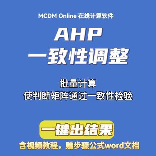 AHP在线计算，一致性不通过可自动调整