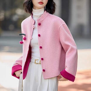 国风双面羊绒大衣女短款2025秋冬新中式小个子高级感羊毛呢外套厚
