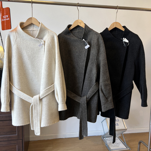 韩版立领收腰显瘦气质短款双面澳毛羊毛大衣女2025秋冬羊绒外套厚