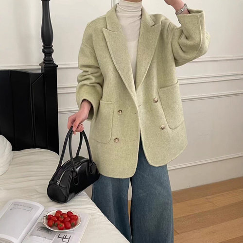 羊毛小西装外套女短款宽松