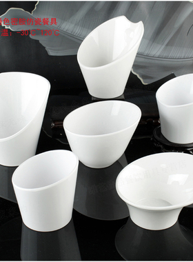 丰美密胺斜口碗火锅店青菜盘子 仿瓷蔬菜碗特色餐具 塑料菜碗B075