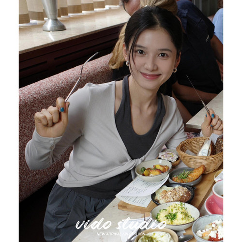 长袖美式假两件女小众设计感