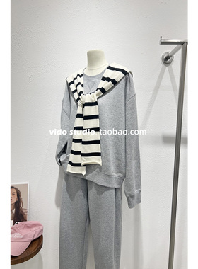 赵露思桑稚同款灰色套头卫衣卫裤宽松韩系休闲松弛感套装女25春秋