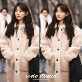 凡人歌章若楠同款 宽松韩系羊羔毛外套仿皮草颗粒绒中长款 大衣秋冬