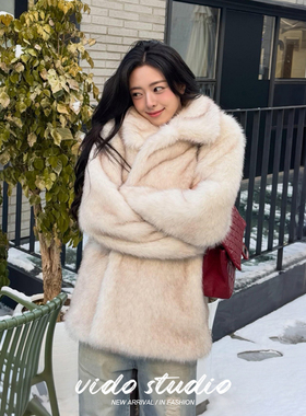 申有娜同款仿貂毛绒皮草外套女中长环保狐狸毛保暖宽松毛毛大衣冬