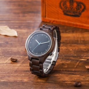 男士 指针式 黑檀木头表流行腕表外贸精品表日本机芯石英表木制手表
