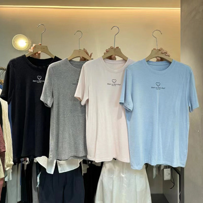 爱心字母印花短袖韩国百搭T恤女