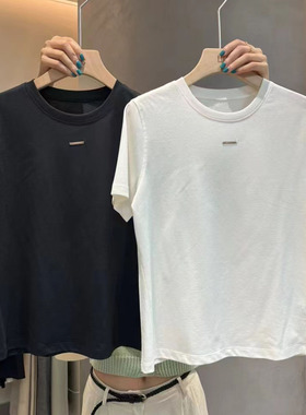 LASCELULA正品实体店同款圆领纯色短袖T恤女百搭休闲上衣夏季新款